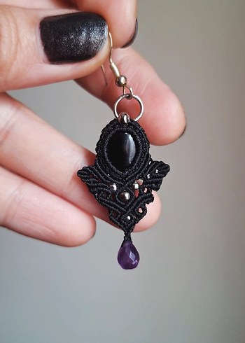 Oniks & Ametist Küpe - Görsel 2