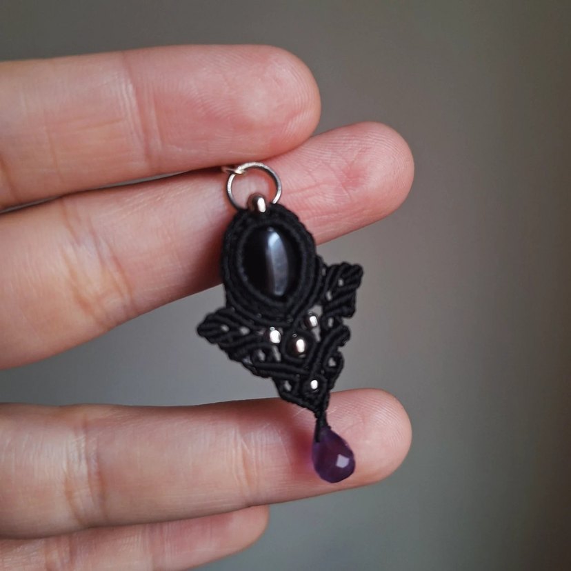 Oniks & Ametist Küpe - Görsel 4