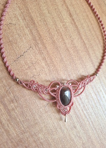 Akik Taşlı Makrome Kolye - Görsel 6