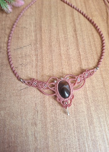 Akik Taşlı Makrome Kolye - Görsel 5