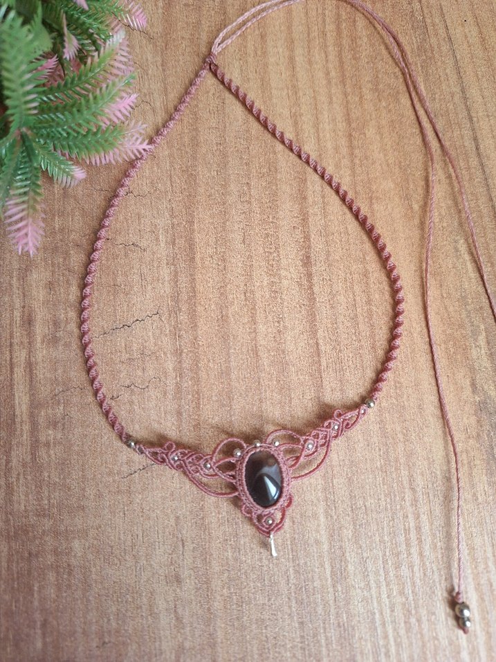 Akik Taşlı Makrome Kolye  - Görsel 2