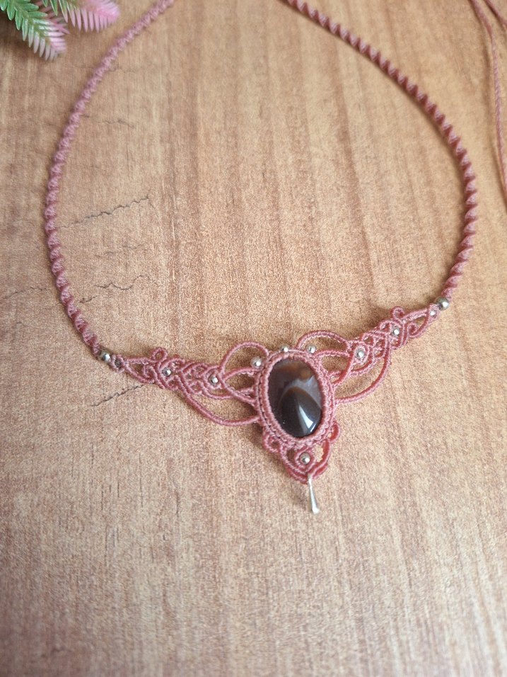 Akik Taşlı Makrome Kolye  - Görsel 5