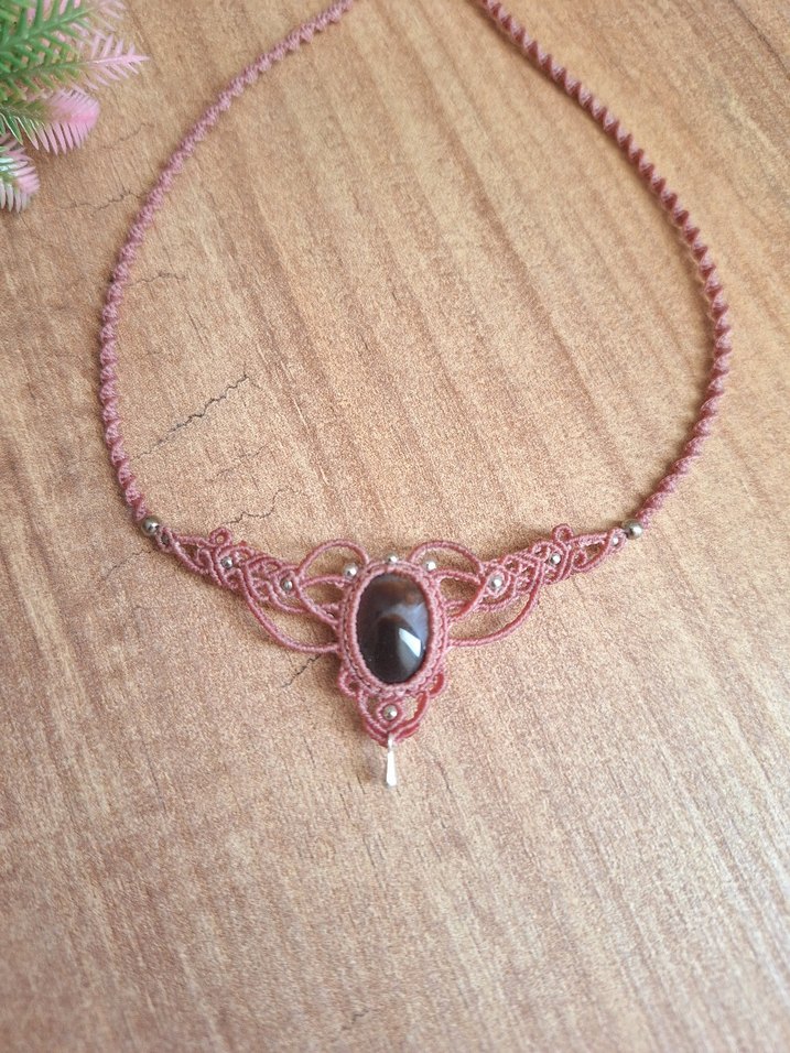 Akik Taşlı Makrome Kolye  - Görsel 3