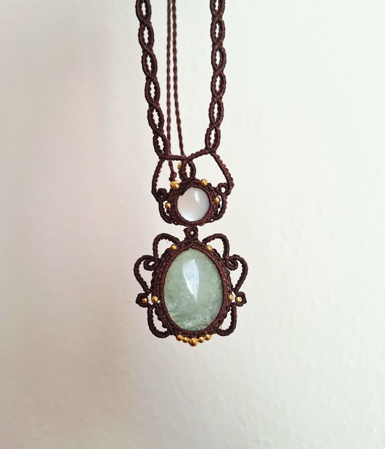 Akuamarin ve Aytaşı Makrome Kolye - Görsel 3