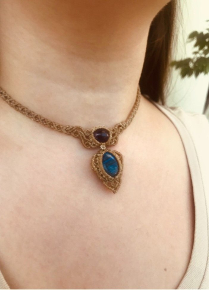 Ametist & Labradorit Choker  - Görsel 5