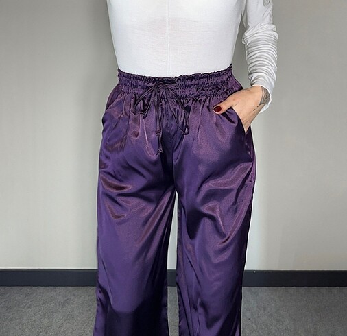 Zara Saten Mor Pantalon