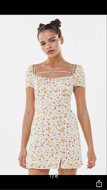 Bershka saten çiçekli mini elbise