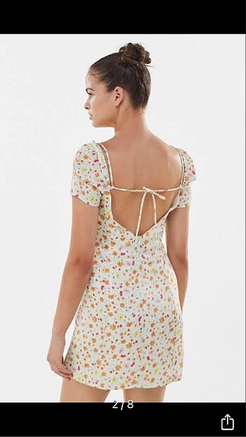 Bershka Bershka saten çiçekli mini elbise