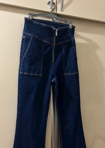 Fermuarlı Lacivert Kadın Denim Pantolon
