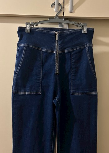 38 Beden Fermuarlı Lacivert Kadın Denim Pantolon