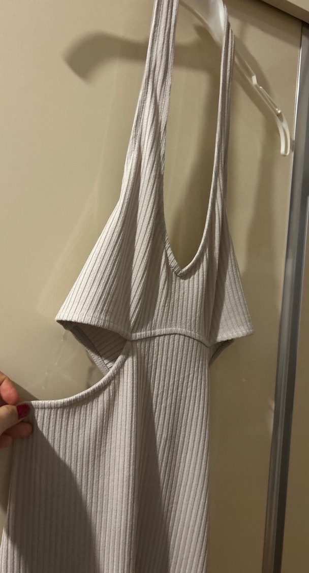 Bej vücudu saran midi elbise - Görsel 4