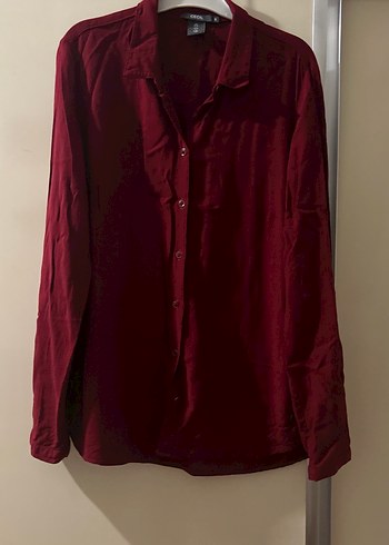 Bordo Düğmeli Kadın Gömlek - Görsel 2