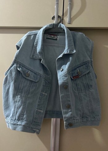 Mavi denim ceket yelek - Görsel 2
