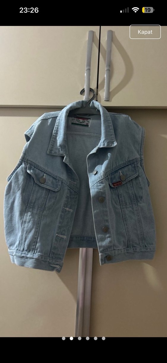 Mavi denim ceket yelek - Görsel 2