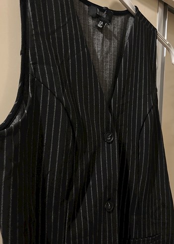 Düğmeli Çizgili Siyah Midi Kadın elbise - Görsel 5