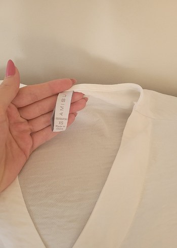 Zara Düğmeli Beyaz V Yaka Keten Gömlek
