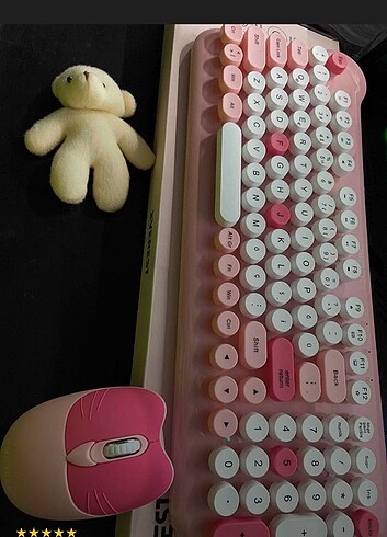 Pembe klavye mouse