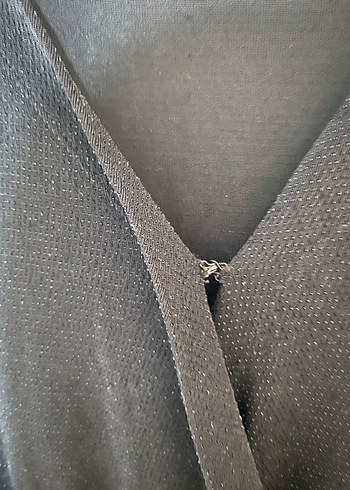 Siyah V Yaka Simli Mini Elbise - Görsel 6