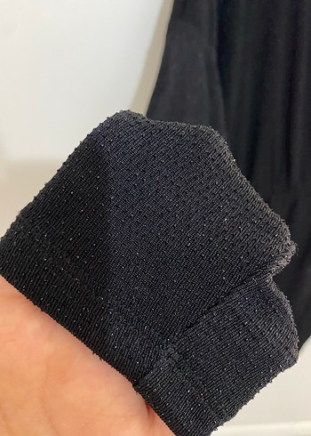 Siyah V Yaka Simli Mini Elbise - Görsel 5