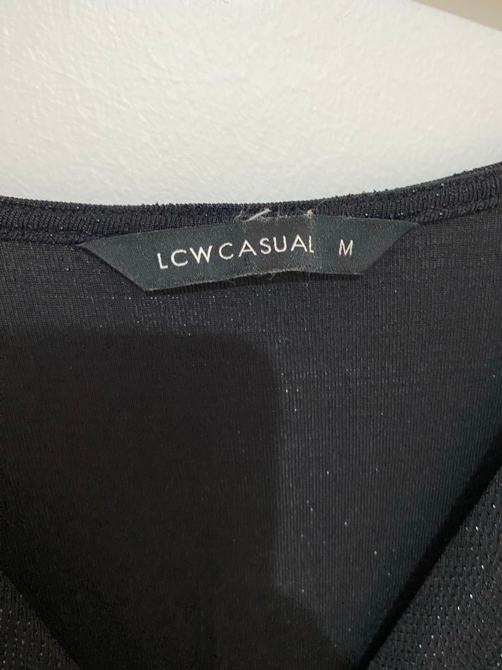 Siyah V Yaka Simli Mini Elbise - Görsel 3