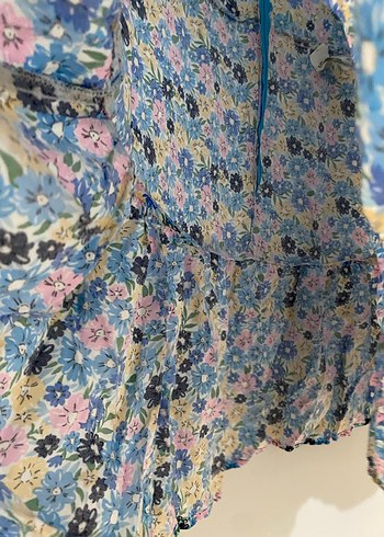 Çiçek Desenli Renkli Mini Elbise - Görsel 7