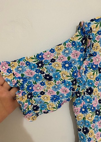 Çiçek Desenli Renkli Mini Elbise - Görsel 4