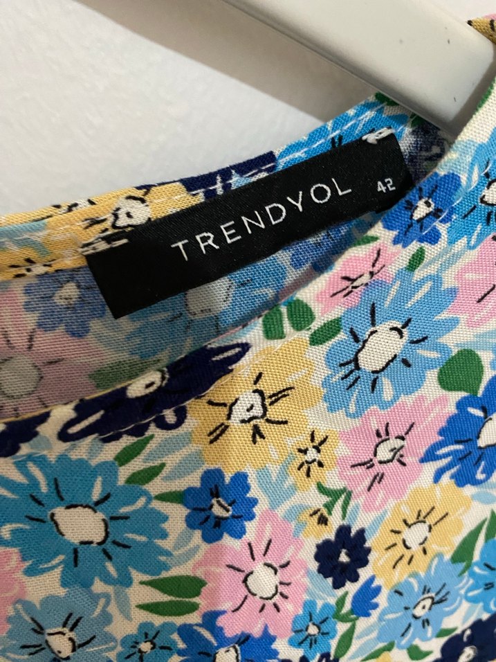 Çiçek Desenli Renkli Mini Elbise - Görsel 2