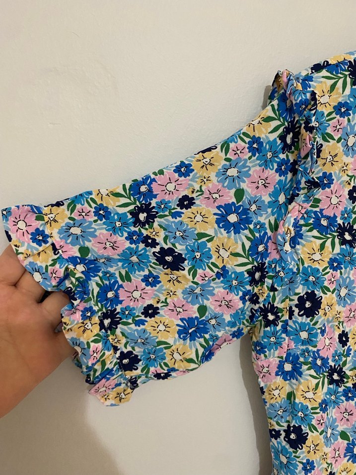 Çiçek Desenli Renkli Mini Elbise - Görsel 4