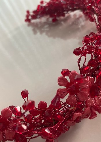 Kırmızı Boncuklu Bohem Saç Aksesuarı - Görsel 5