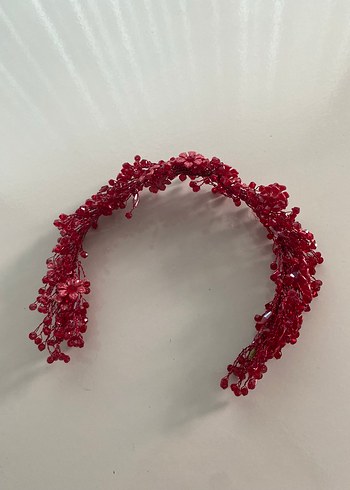 Kırmızı Boncuklu Bohem Saç Aksesuarı - Görsel 3