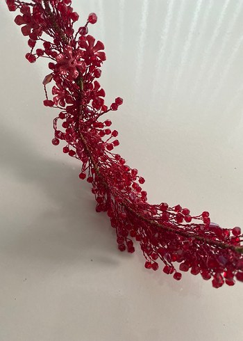 Kırmızı Boncuklu Bohem Saç Aksesuarı - Görsel 2