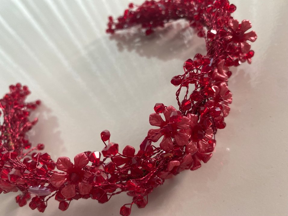 Kırmızı Boncuklu Bohem Saç Aksesuarı - Görsel 4