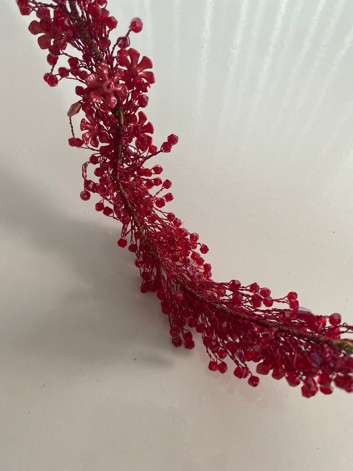 Kırmızı Boncuklu Bohem Saç Aksesuarı - Görsel 2