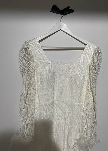 Kolları Otrişli İşlemeli Abiye Elbise - Görsel 7