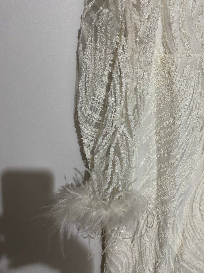 Kolları Otrişli İşlemeli Abiye Elbise - Görsel 5