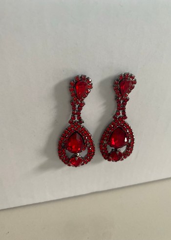 Kırmızı Uzun Kına Küpeler - Görsel 3