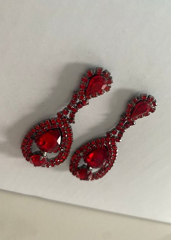 Kırmızı Uzun Kına Küpeler - Görsel 4