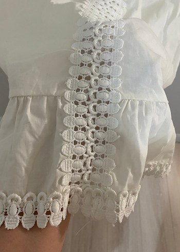 Dantel Detaylı Beyaz Mini Elbise - Görsel 4