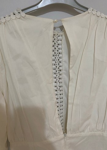 Dantel Detaylı Beyaz Mini Elbise - Görsel 8