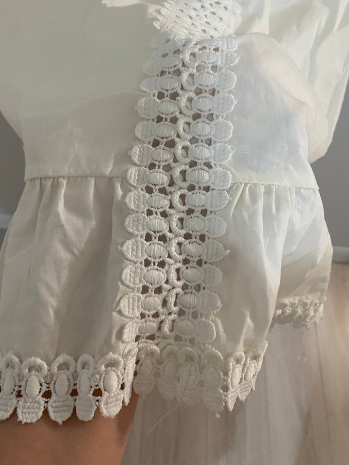 Dantel Detaylı Beyaz Mini Elbise - Görsel 4