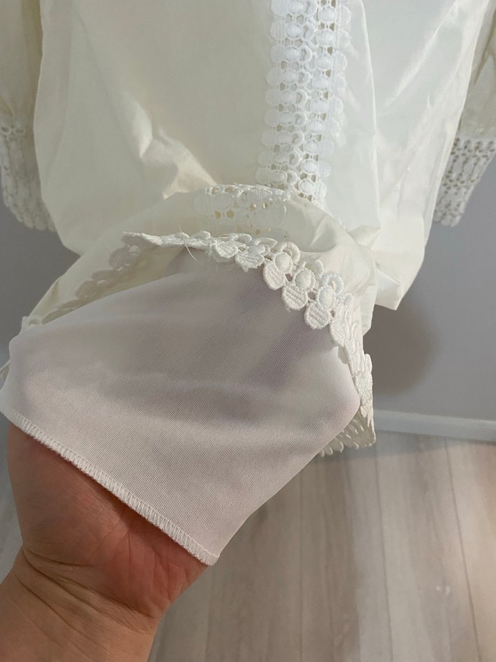 Dantel Detaylı Beyaz Mini Elbise - Görsel 5