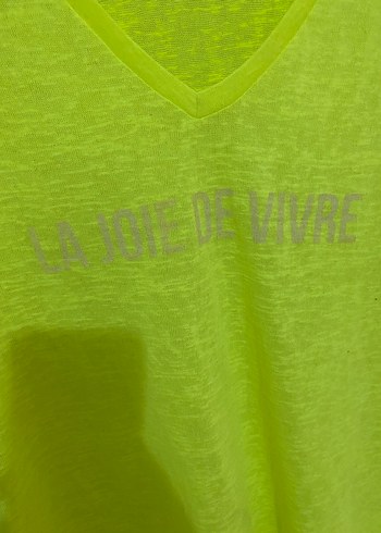 Sarı V Yaka Kısa Kollu Tişört - Görsel 4