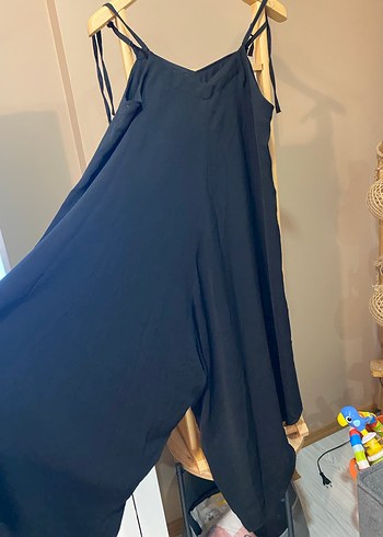 Siyah Uzun Askılı Salaş tulum - Görsel 7