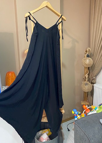 Siyah Uzun Askılı Salaş tulum - Görsel 2