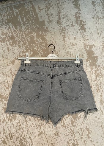 Gri Yırtık Mini Kot Şort - Görsel 10