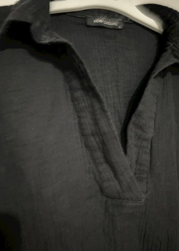 Siyah V Yakalı Müslin Gömlek - Görsel 8