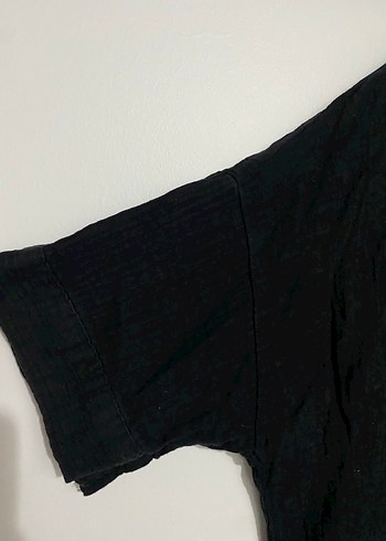 Siyah V Yakalı Müslin Gömlek - Görsel 7