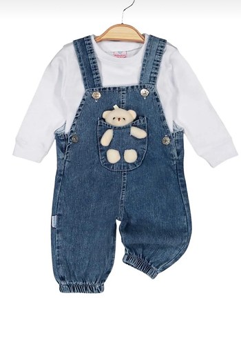 Unisex Ayıcıklı Bebek Kot Slopet