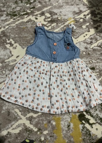 Kız Bebek Kot Üstü Düğmeli Elbise