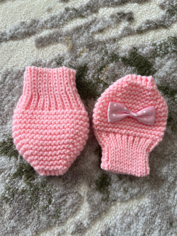 Kız Bebek Pembe Örgü Eldiven - Görsel 2